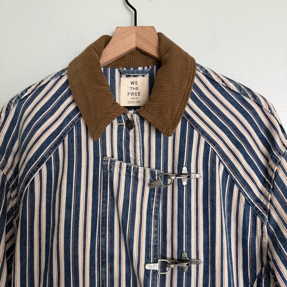 Free People We The Free Striped Denim Barn Coat - Picture 7 of 12
